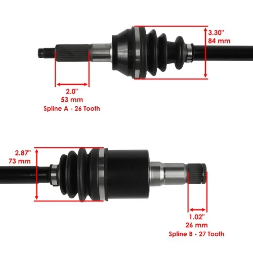 Front & Rear CV Joint Axles For Polaris Ranger 800 6X6 EFI 2010-17 Left & Right - Imagen 3 de 7