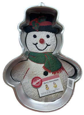 BRAND NEW Vintage 1989 Wilton Merry Snowman Cake Pan 2105-803 & NOS Instructions