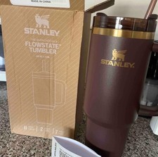 Stanley Stainless Steel 40oz Quencher Tumbler With Straw And Handle Brown & Gold