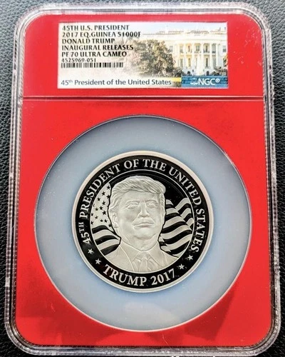 2017 Donald Trump Silver Coin NGC PF70UC Equatorial Guinea 1oz Ultra Cameo