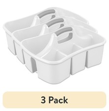 3 Pack Divided Ultra Bath Caddy Plastic Bathroom Organizer Storage Box White US