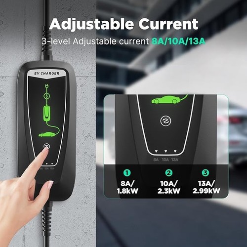 EV Ladegerät Typ 2 auf UK 3 Pin Stecker 6m Kabel (8A-13A/2,99kW) IP66 Aufbewahrungstasche - Bild 4 von 7