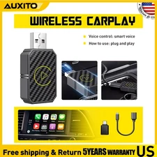 Mini Wireless CarPlay Adapter for Apple, Plug & Play Low Latency Converts Wired