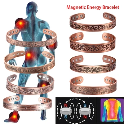 Bracelet Magnétique Vintage Cuivre Antique Style Européen Homme Femme Jeracol - Photo 1/4
