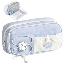 FOSDICK Cute Pencil Case with Compartments, Cases 22 x 12 x 7 cm, Blue