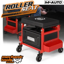 [DRAWER+TOOLS TRAY]Rolling Garage Shop Work Stool Padded Car Repair Creeper Seat