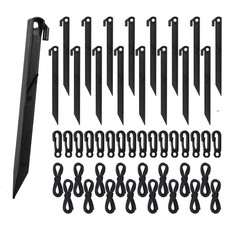 54 PCS Tent Stakes Inflatables Rope Cord Adjuster Yard Ground Spike Anchor