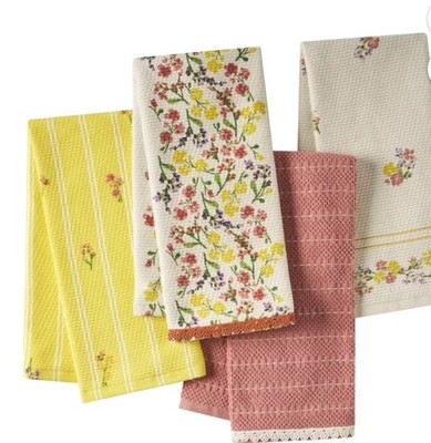 The Pioneer Woman Woven Kitchen Towels, Wildflower Daisy, 18'' x 28'', Set of 4