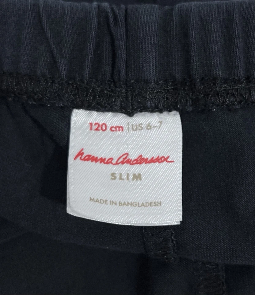 Leggings Hanna Andersson Niñas 120 EE. UU. 6-7 Mezcla Algodón Negro Cintura Elástica Foto 3 de 4