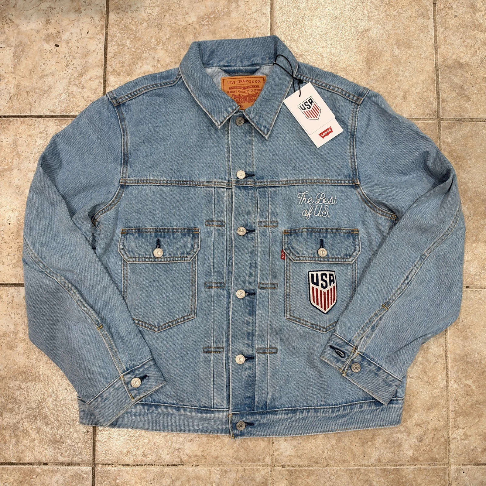 New With Tags Mens L - LEVIS x TEAM USA Trucker Jacket Type II Limited Edition image 1