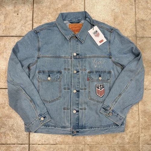 New With Tags Mens L - LEVIS x TEAM USA Trucker Jacket Type II Limited Edition video thumbnail