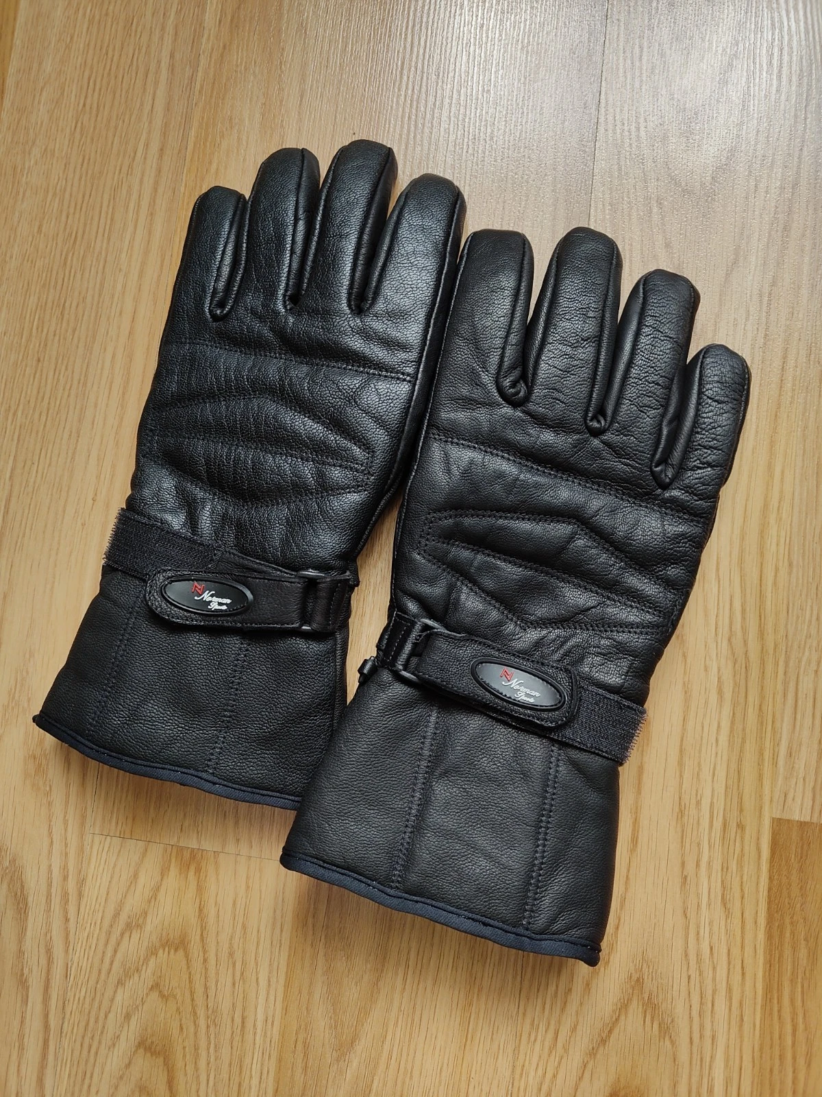 Norman Sports Leather Gloves Men's L Winter Motorcycle Skiing Biker Black Warm