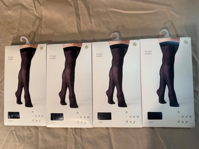 #ad #ad Lot Of 4 A New Day Thigh Highs Chevron Pattern Ebony Black Size M L $15.45