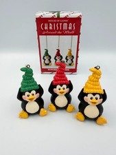 Vintage Christmas Penguin Ornaments House of Lloyd Bungee Set of 3 1997