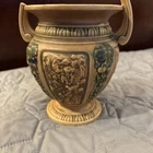 Roseville Florentine Vintage Art Pottery Brown Ceramic Vase 2 Handles *read*
