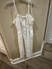 Universal Thread Women White Stretchy Dress, Boho Summer Wedding Sleeveless S