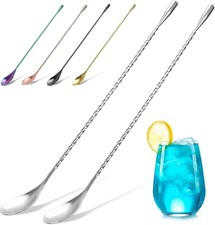 2-Pack 12 Inches Stainless Steel Bartender Mixing Spoon Cocktail Stirrers,