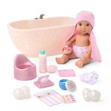 Our Generation Baby Doll Lacy & Bathtime Set Bathtub with Real Water