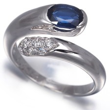 Auth BVLGARI Ring Sapphire 1.14ct Diamond Astraea US6-6.25 18K 750 White Gold