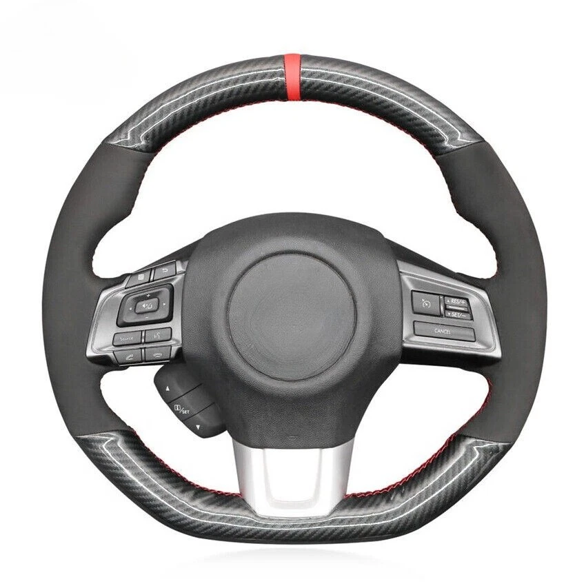 Custom Carbon Fiber Suede Steering Wheel Cover Wrap for Subaru WRX STI Levorg - Image 2 of 4