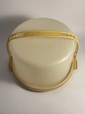 Vintage Tupperware Cake Saver Carrier - 10” Diameter 7” Height Yellow 