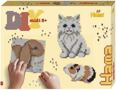 4 Hama Bügelperlen midi 'Haustiere', Geschenkpackung