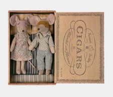 New Maileg Mice Mum  Dad In Cigar Box Bedding New In Box Discontinued