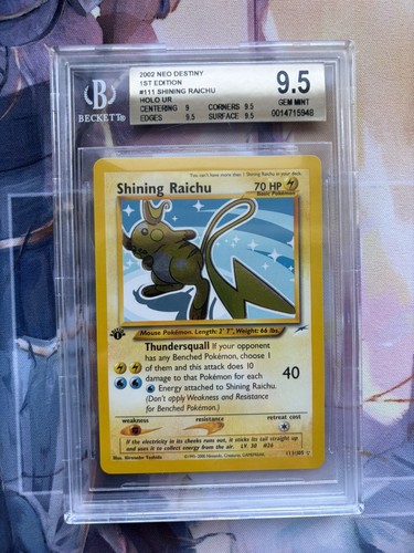 1st Edition Shining Raichu BGS 9.5 Gem Mint Neo Destiny holo 
