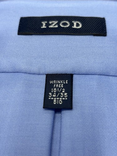 Men’s Izod Blue Dress Shirt 18 1/2 34-35 Cornflower Blue Twill Wrinkle Free - Bild 4 von 7
