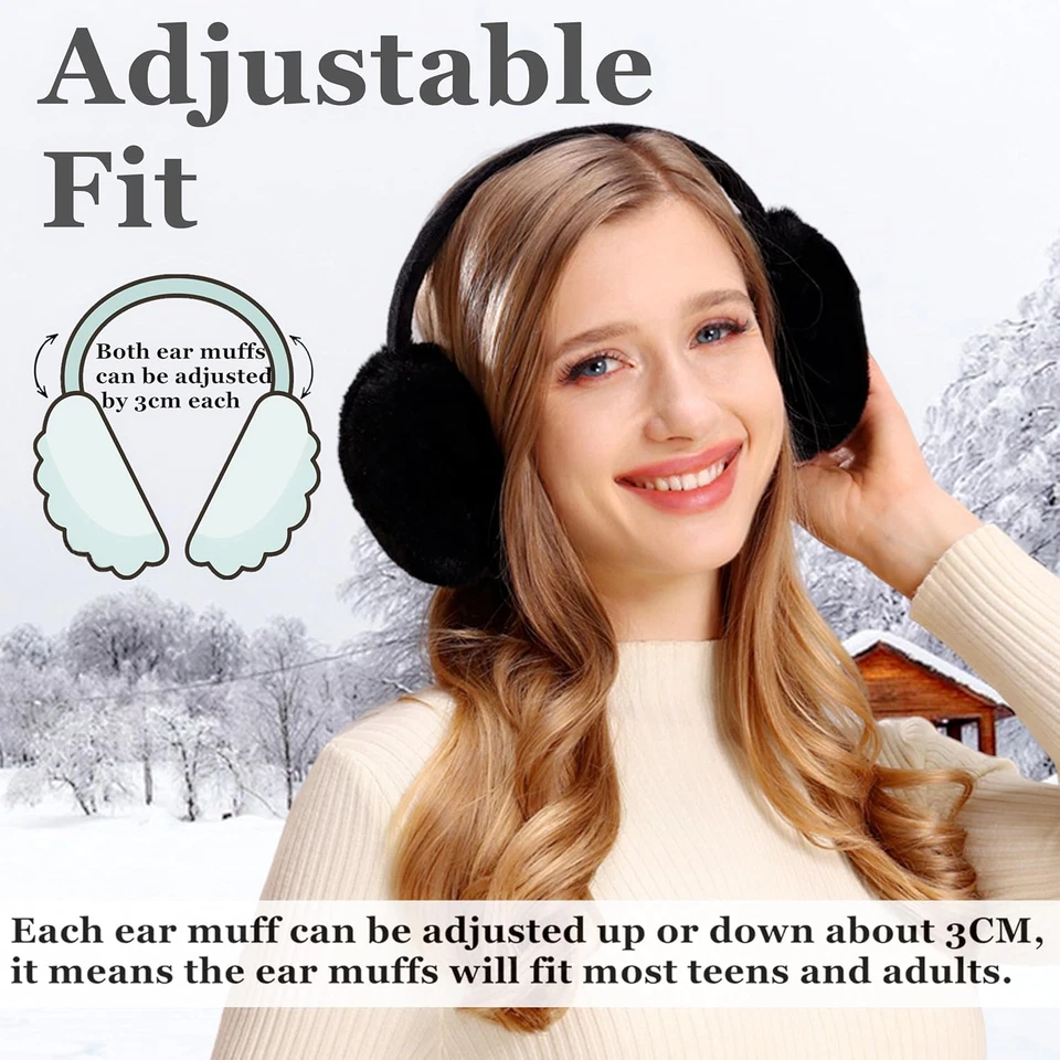 Paraorecchie Invernali Da Donna,Plush Earmuffs Morbidi Pieghevoli Scaldini per O - Immagine 4 di 4
