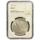 1922 Peace Silver $1 Dollar MS63 NGC