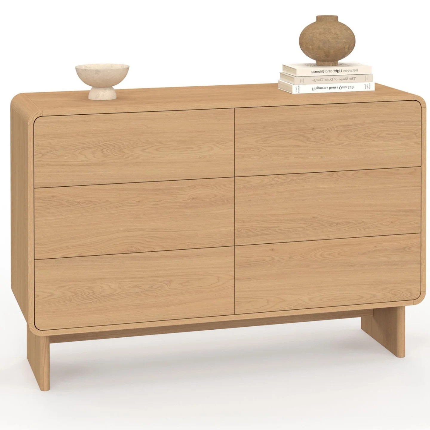 Commode 6 tiroirs CAPUCINE 110 cm façon hêtre pour salon scandinave