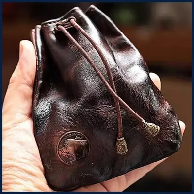 WERLLANDS PU Leather Retro Drawstring Key Case Coin Purse