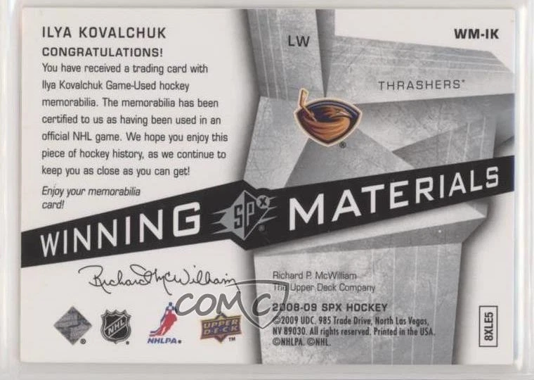 2008-09 SPx Winning Materials Ilya Kovalchuk #WM-IK - Image 2 of 2