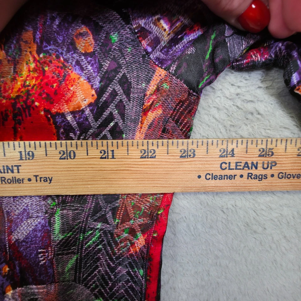 Jaqueta Chicos Feminina 2 L 12 Linho de Seda Arte para Usar Declaração Abstrata de Patchwork - Imagem 4 de 4