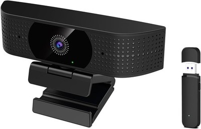 1080P Wireless Webcam für PC, Webcam mit rauschunterdrückendem Mikrofon, 92°FOV, 360° Rotati