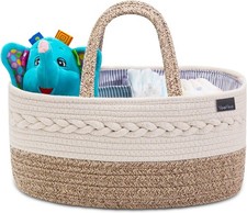 Baby Diaper Caddy Organizer, Portable Nursery Storage Basket with Changeable