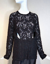 COMME DES GARCONS  BLACK Lace Top with Padded Waisted Slits Size L Japan, 2000s
