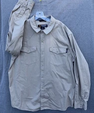 Pre-Owned Hawx Work Gear Men’s Long Sleeve Shirt Beige, Khaki  Size XL Western