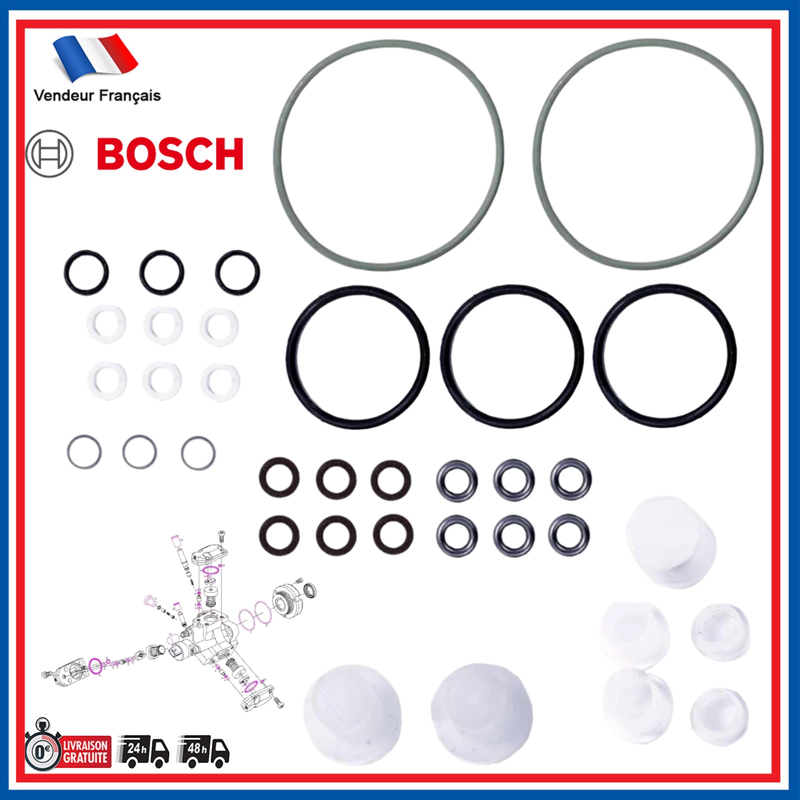 Stop fuite gasoil kit joints Bosch CP1 pompe Iveco Daily 2.8