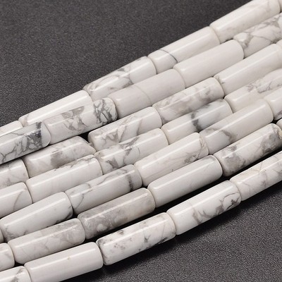 29pcs Natural 4x13mm White Column Tube Howlite Stone Beads for Jewelry DIY