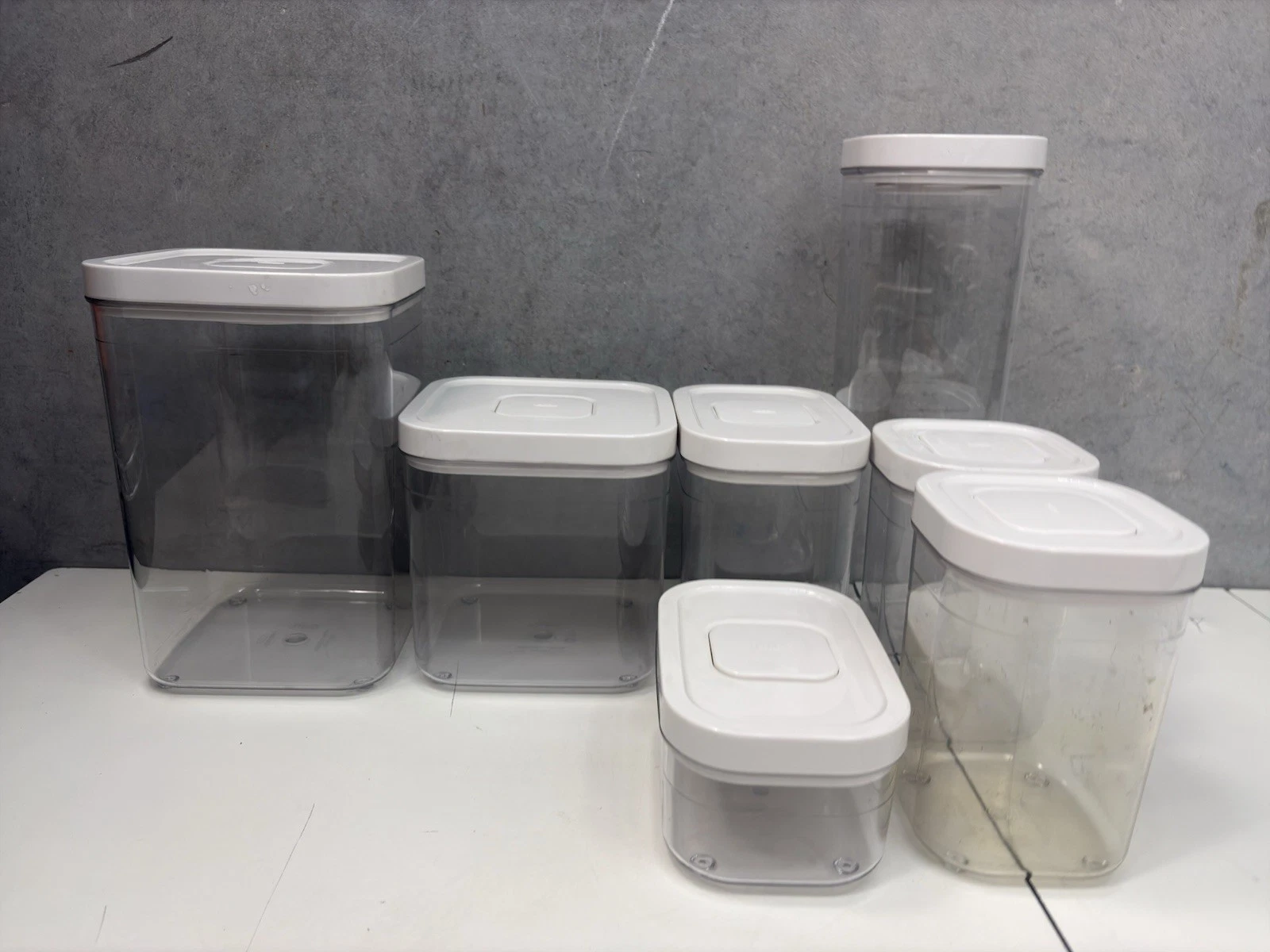 Lot of 7 OXO Good Grips POP Food Storage Containers White Lids