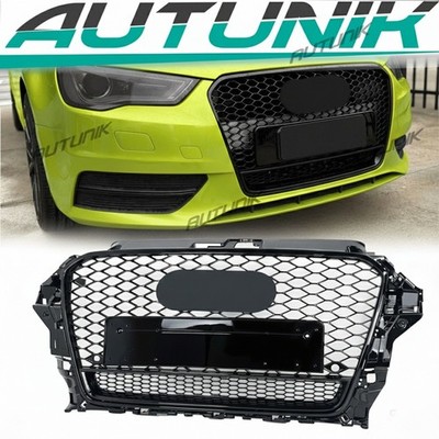 Glossy Black RS3 Style Front Grille Fit Audi A3 S3 8V 2014 2015 2016 Honeycomb