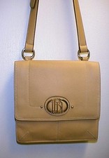 Genuine Leather Organizer Crossbody Handbag - Honey Beige Color - New-shop Store