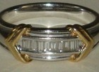 1990's Two Tone 14k Gold Ring w/Baguette Diamonds Size: 11 (21 mm)  8.1 g. VGC — photo 9