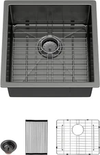 Undermount Kitchen Sink - Mocoloo 17"x17" Gunmetal Black MC-UB1717R1 Stainless