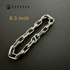 8mm Pure Titanium Chain Bracelet for Men's Flat O-Chain Anti Allergy 8.3 inch