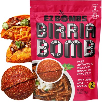 EZ Bombs Birria Bomb Seasoning, 2 Pack   Authentic Mexican Spice Mix