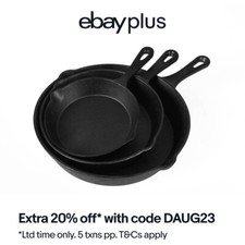 TOQUE Non Stick Frying Pan Set 3PCS Cast Iron Steak Skillet BBQ Cookware Frypan