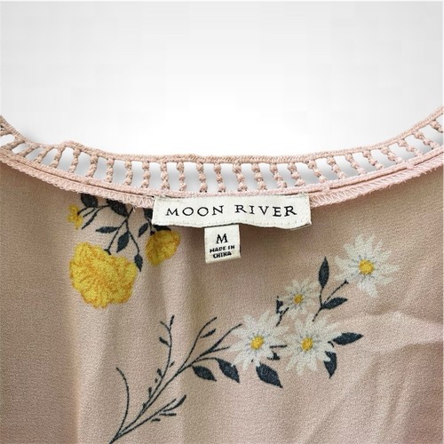 ASOS Moon River rosa gelb Blumen Faux Wickel High-Low Kleid Flatterärmel Medium - Bild 6 von 9